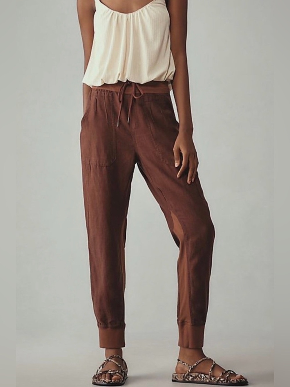 Anthropologie Pilcro "The Nomad" High-Rise Jogger Pants Medium Boho Grunge Linen